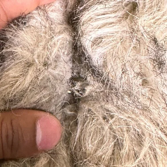 VTG H&M Faux Fur Coat Jacket Women 4 Grey Brown Mottled Pattern Outerwear Y2K - Picture 9 of 15